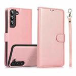 For Samsung Galaxy S23+ 5G Calf Texture 2 in 1 Detachable Magnetic Back Cover Leather Case(Rose Gold)