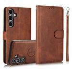 For Samsung Galaxy S24+ 5G Calf Texture 2 in 1 Detachable Magnetic Back Cover Leather Case(Brown)