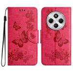 For Redmi 14C Butterfly Embossed Flip Leather Phone Case(Red)