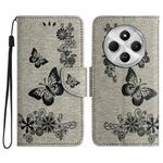 For Redmi 14C Butterfly Embossed Flip Leather Phone Case(Grey)