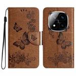 For Redmi Note 14 Pro+ 5G Butterfly Embossed Flip Leather Phone Case(Brown)