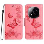 For Redmi Note 14 Pro+ 5G Butterfly Embossed Flip Leather Phone Case(Pink)