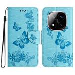 For Redmi Note 14 Pro+ 5G Butterfly Embossed Flip Leather Phone Case(Blue)