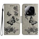 For Redmi Note 14 Pro+ 5G Butterfly Embossed Flip Leather Phone Case(Grey)