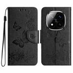 For Redmi Note 14 Pro+ 5G Butterfly Embossed Flip Leather Phone Case(Black)