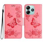 For Redmi Note 14 5G Butterfly Embossed Flip Leather Phone Case(Pink)