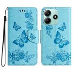 For Redmi Note 14 5G Butterfly Embossed Flip Leather Phone Case(Blue)