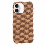 For iPhone 16 Dot Plush TPU Phone Case(Brown)