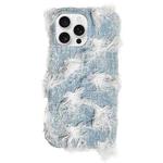 For iPhone 16 Pro Camellia Denim Plush TPU Phone Case(Light Blue)