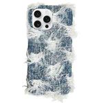 For iPhone 16 Pro Camellia Denim Plush TPU Phone Case(Blue)