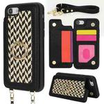 For iPhone 7 / 8 / SE 2020 2022 Double Bckle Card Slot Full Coverage Phone Case with Cross-body Strap(Black)