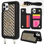 For iPhone 11 Pro Double Bckle Card Slot Full Coverage Phone Case with Cross-body Strap(Black)