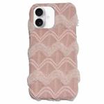 For iPhone 16 Lace Striped Plush TPU Phone Case(Pink)