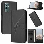 For OnePlus 9 Pro Triangle Pattern Buckle Clasp Leather Phone Case(Black)