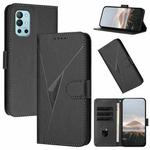 For OnePlus 9R Triangle Pattern Buckle Clasp Leather Phone Case(Black)