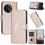 For OnePlus 11 Triangle Pattern Buckle Clasp Leather Phone Case(Rose Gold)