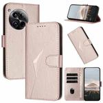 For OnePlus 12 Triangle Pattern Buckle Clasp Leather Phone Case(Rose Gold)