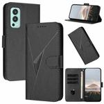 For OnePlus Nord 2 5G Triangle Pattern Buckle Clasp Leather Phone Case(Black)