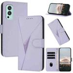 For OnePlus Nord 2 5G Triangle Pattern Buckle Clasp Leather Phone Case(Light Purple)