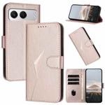 For OnePlus Nord 4 Triangle Pattern Buckle Clasp Leather Phone Case(Rose Gold)