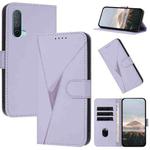 OnePlus Nord CE 5G Triangle Pattern Buckle Clasp Leather Phone Case(Light Purple)