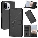 For OnePlus 13T Triangle Pattern Buckle Clasp Leather Phone Case(Black)