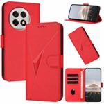 For OnePlus Ace 5 / 13R Global Triangle Pattern Buckle Clasp Leather Phone Case(Red)