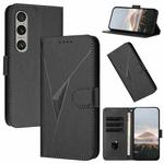 For Sony Xperia 1 VI Triangle Pattern Buckle Clasp Leather Phone Case(Black)