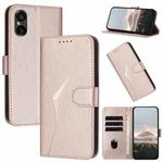 For Sony Xperia 5 VI Triangle Pattern Buckle Clasp Leather Phone Case(Rose Gold)