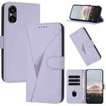 For Sony Xperia 5 VI Triangle Pattern Buckle Clasp Leather Phone Case(Light Purple)