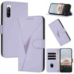 For Sony Xperia 10 III Triangle Pattern Buckle Clasp Leather Phone Case(Light Purple)