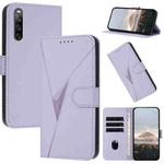 For Sony Xperia 10 IV Triangle Pattern Buckle Clasp Leather Phone Case(Light Purple)