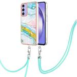 For Samsung Galaxy A16 5G Electroplating Marble Dual-side IMD Phone Case with Lanyard(Green 004)