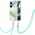 For Xiaomi Poco F6 5G Electroplating Marble Dual-side IMD Phone Case with Lanyard(Green 004)