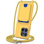 Motorola Moto G Stylus 5G 2025 Integrated Card Bag Solid Color Liquid Silicone Phone Case with Lanyard(Yellow)