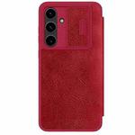 For Samsung Galaxy S24 FE 5G NILLKIN QIN Series Pro Sliding Camera Cover Design Leather Phone Case(Red)