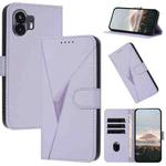 For Nothing Phone 2 Triangle Pattern Buckle Clasp Leather Phone Case(Light Purple)