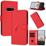 For Nothing Phone 3a Triangle Pattern Buckle Clasp Leather Phone Case(Red)