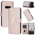 For Nothing Phone 3a Triangle Pattern Buckle Clasp Leather Phone Case(Rose Gold)