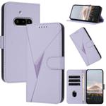 For Nothing Phone 3a Triangle Pattern Buckle Clasp Leather Phone Case(Light Purple)