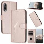 For Rakuten Hand Triangle Pattern Buckle Clasp Leather Phone Case(Rose Gold)