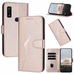 For Fujitsu Arrows WE F-51B Triangle Pattern Buckle Clasp Leather Phone Case(Rose Gold)