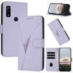 For Fujitsu Arrows WE F-51B Triangle Pattern Buckle Clasp Leather Phone Case(Light Purple)