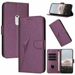 For Fujitsu Arrows Be4 Plus F-41B Triangle Pattern Buckle Clasp Leather Phone Case(Dark Purple)