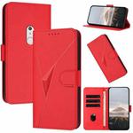 For Fujitsu Arrows Be4 Plus F-41B Triangle Pattern Buckle Clasp Leather Phone Case(Red)