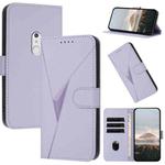 For Fujitsu Arrows Be4 Plus F-41B Triangle Pattern Buckle Clasp Leather Phone Case(Light Purple)