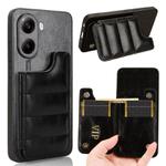 For Xiaomi Poco X7 Pro Cow Pattern Sewing Card Bag Phone Case(Black)