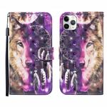 For iPhone 12 / 12 Pro 3D Painted Pattern Horizontal Flip Leather Case with Holder & Wallet & Card slot & Lanyard(Wind Chime Wolf)