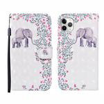 For iPhone 12 Pro Max 3D Painted Pattern Horizontal Flip Leather Case with Holder & Wallet & Card slot & Lanyard(Flower Elephant)