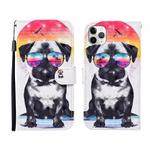 For iPhone 12 Pro Max 3D Painted Pattern Horizontal Flip Leather Case with Holder & Wallet & Card slot & Lanyard(Glasses Dog)